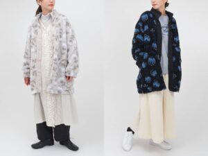 fuwa fuwa flower スタンドカラーコート