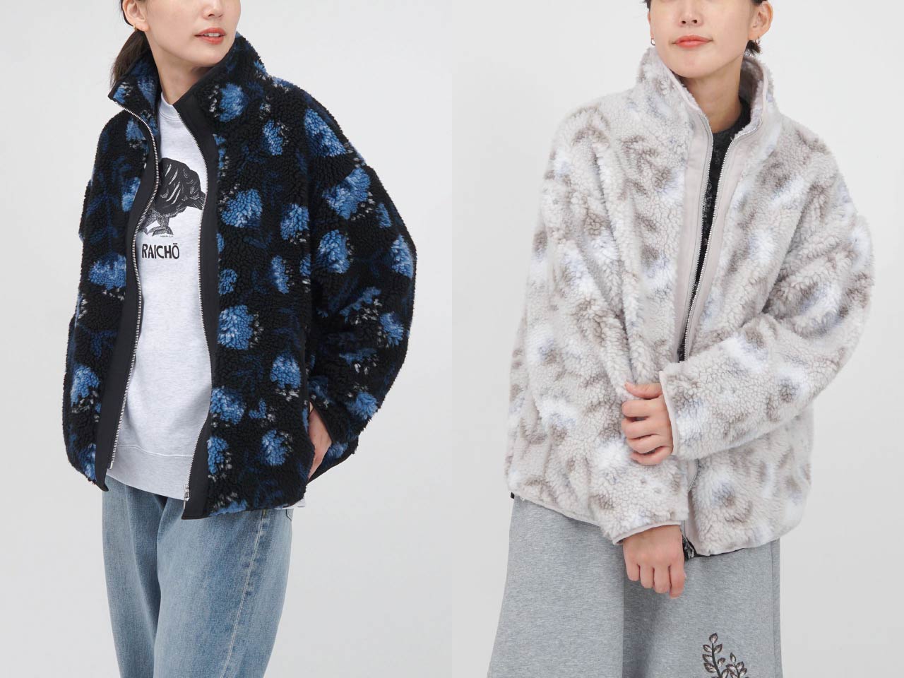 fuwa fuwa flower ジップアップブルゾン